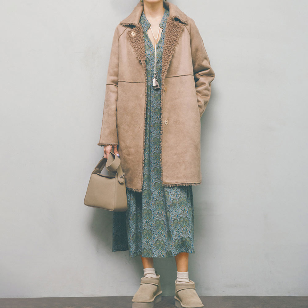 リバーシブル フェイクムートン コート コート ファッション PC5492