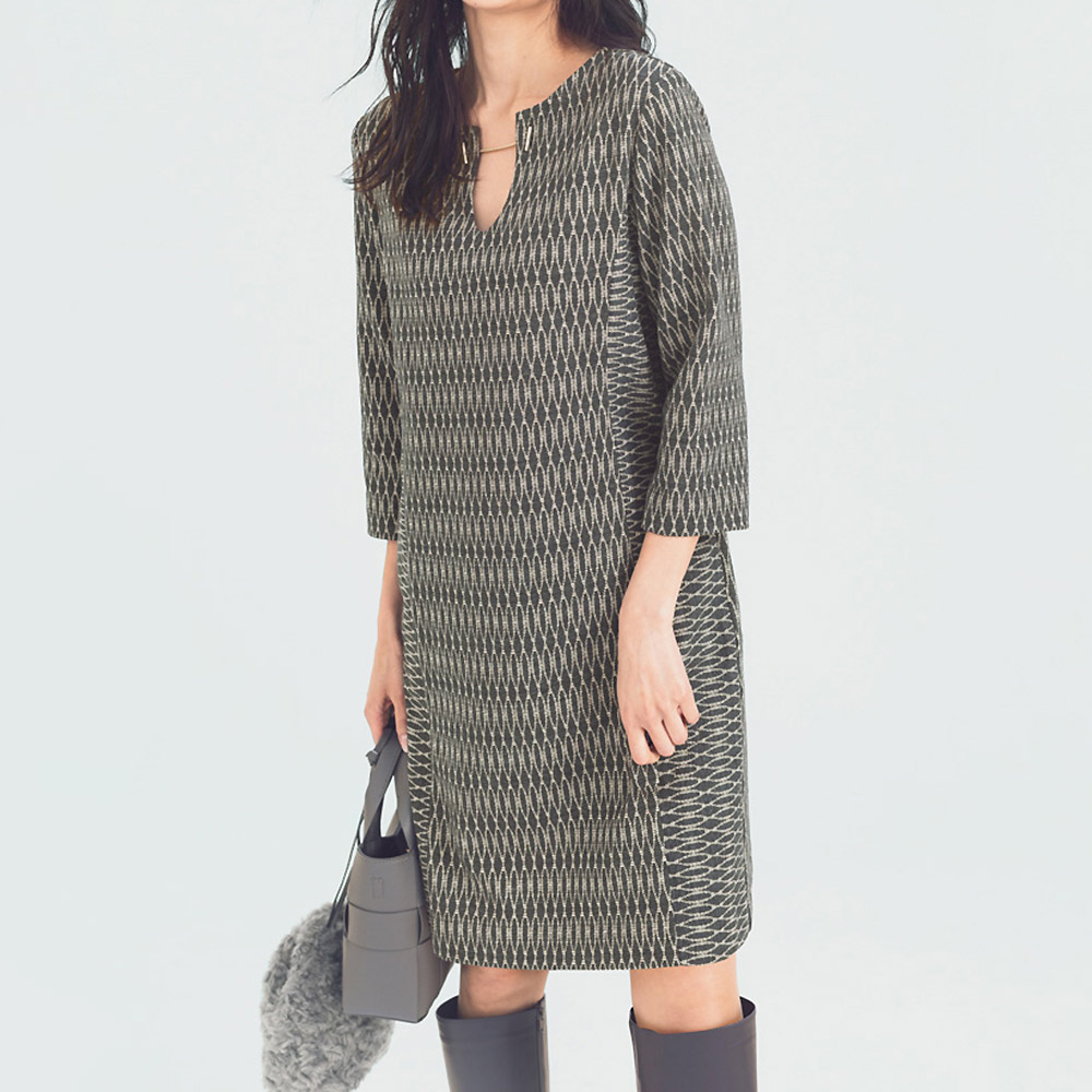 AMETHIST/アメジスト 金具付き幾何学柄 ワンピース(イタリア製) ワンピース ファッション PC5499