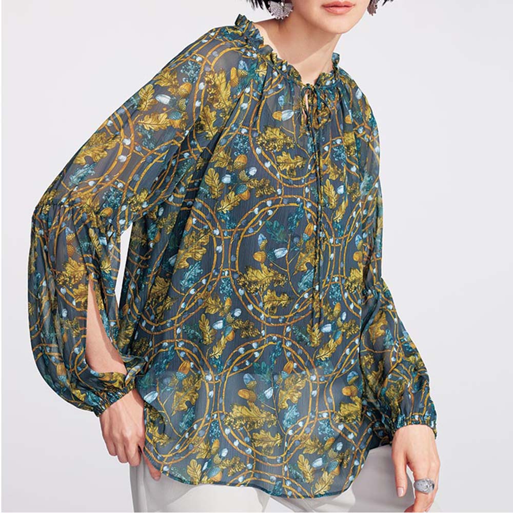 ラッティ社 サークルナッツ柄プリント シフォンブラウス シャツ ブラウス ファッション PC5521