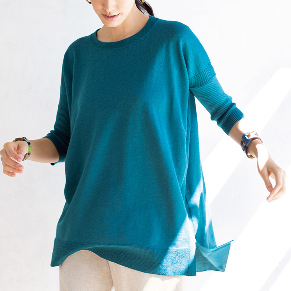 ラミープレーティング スクエアフォルム ニットチュニック ニット セーター ファッション PC5530