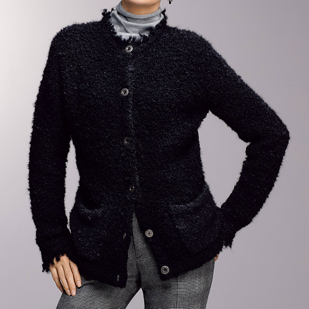 アストラカン調 アルパカ混ニット×中わた ドッキングジャケット 通販