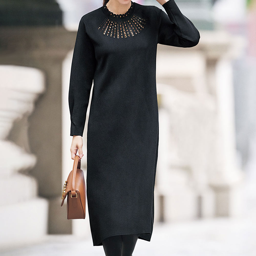 美品 ルネ Daily Knit Dress ニットワンピース 切り替え 刺繍 美品 ルネ Daily Knit Dress ニットワンピース 切り替え 刺繍