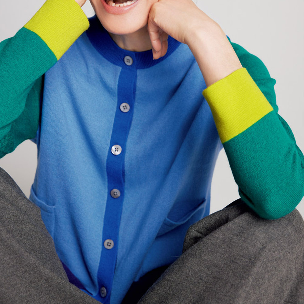 カシミヤ カラーブロック カーディガン 通販 - ディノス