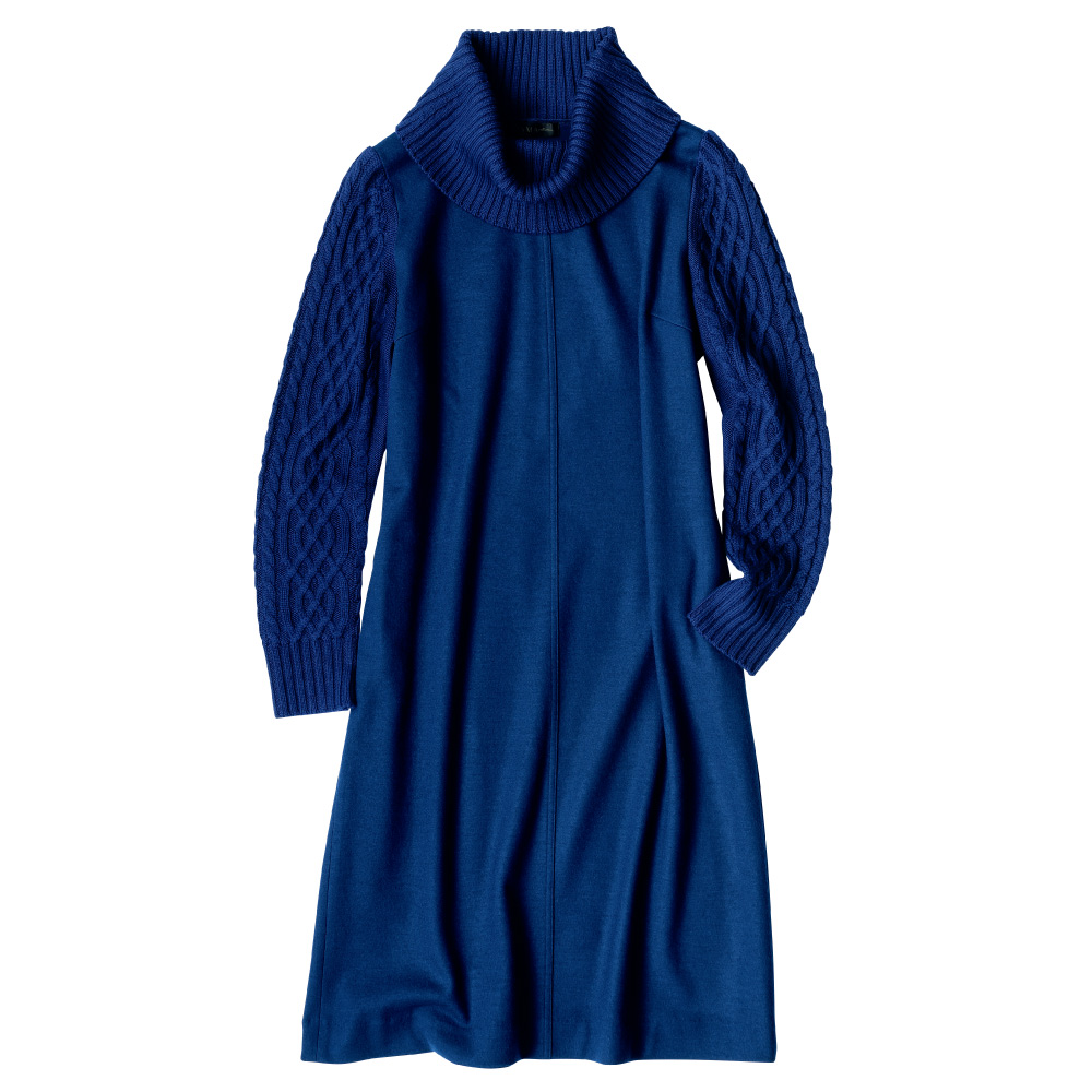 ケーブルニット×ポンチジャージー ワンピース ワンピース ファッション PC5658