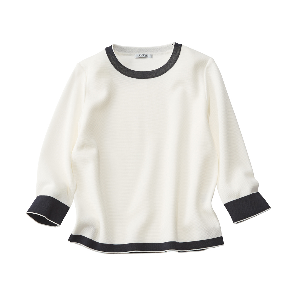 ミラノリブ コットンアセテート 7分袖 プルオーバー（日本製） ニット セーター ファッション PC5821