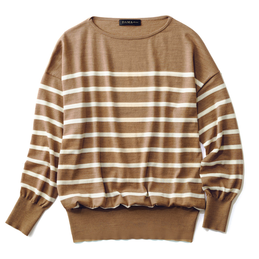 イタリア糸 ボーダー ニットプルオーバー ニット セーター ファッション PC5828