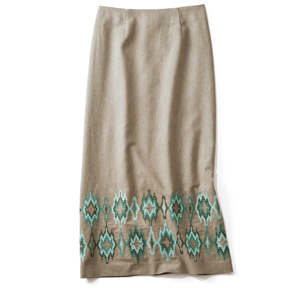 「ヴァノーニ」 幾何柄刺しゅうロングスカート スカート ファッション PC5917