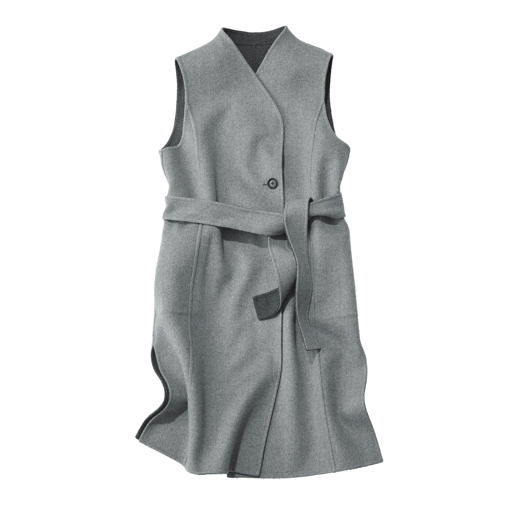 ウール混 ダブルフェイス リバーシブル ジレ ジャケット ファッション PC5933