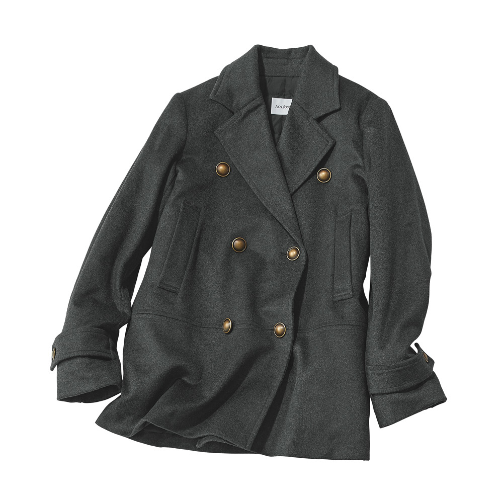 カシミヤ混 ダウン&中わた入り Pコート コート ファッション PC5945