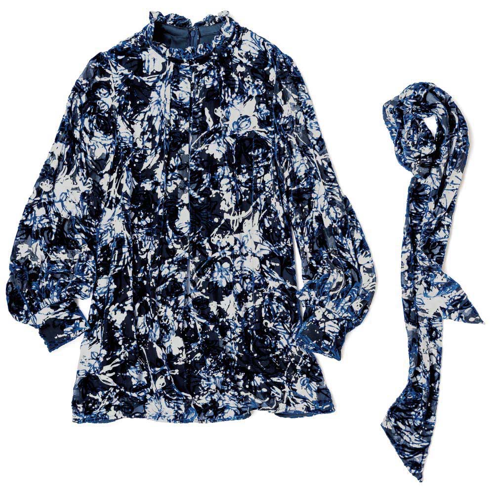 ビンダ社 シルク混 オパール加工 ボウタイ ブラウス シャツ ブラウス ファッション PC5973