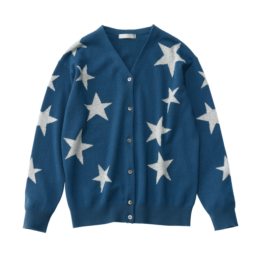 カシミヤニット 星柄インターシャ カーディガン ニット セーター ファッション PC5977