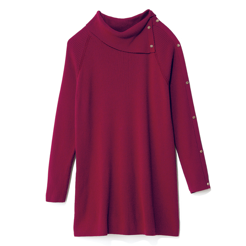 アシンメトリーカラー チュニック ニット セーター ファッション PC6065