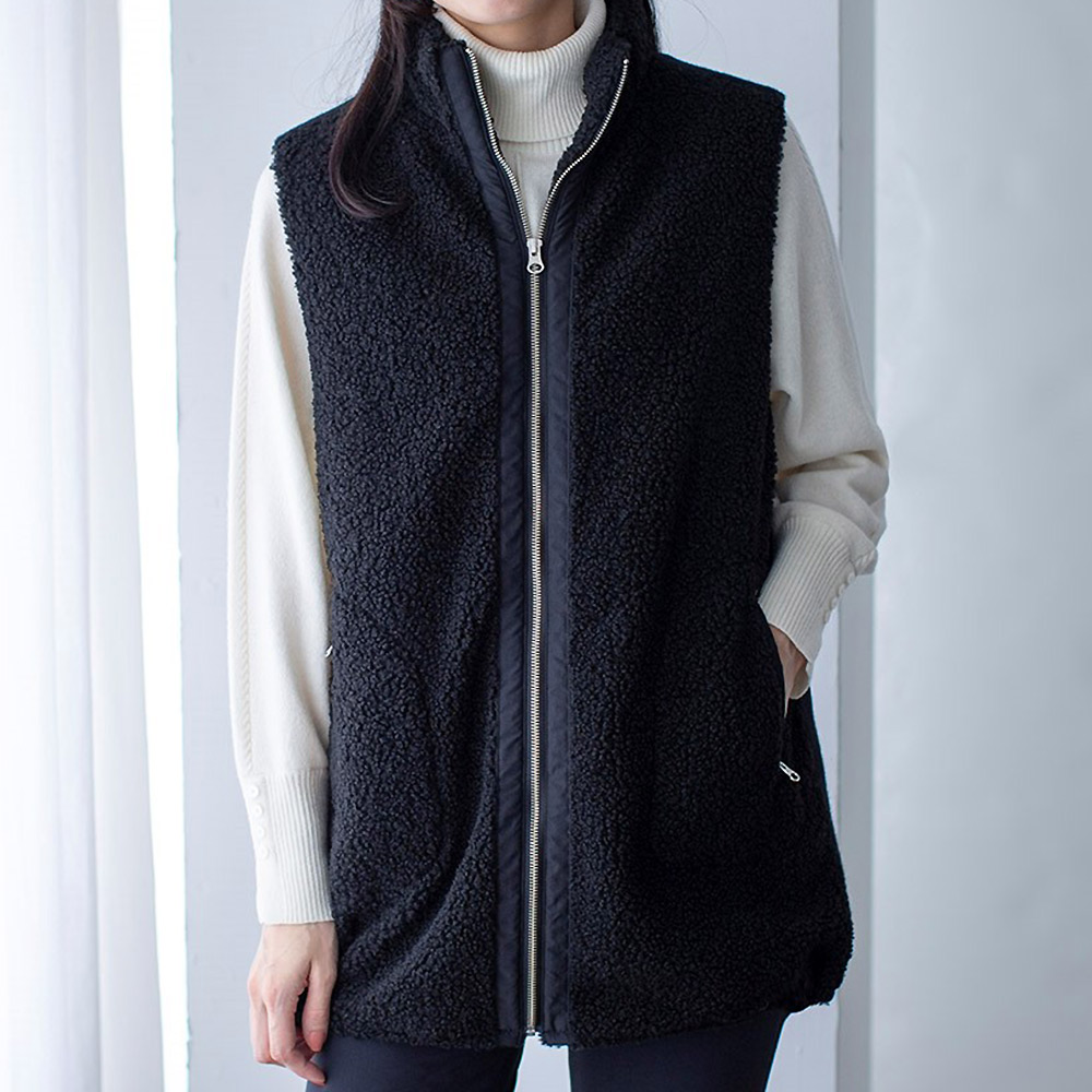 中綿入り 異素材使い ロング ジレベスト ジャケット ファッション PC6089