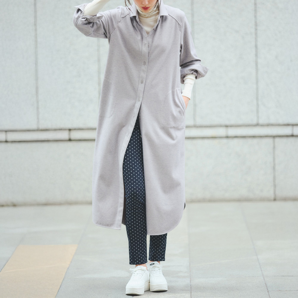 両面起毛ジャージー シャツワンピース シャツ ブラウス PC6147