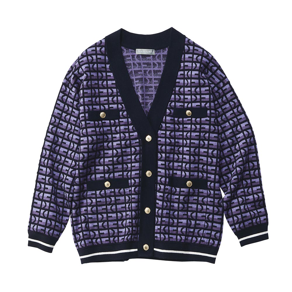 金ボタン ジャカード ニットカーディガン ニットカーディガン ニット セーター PC6153