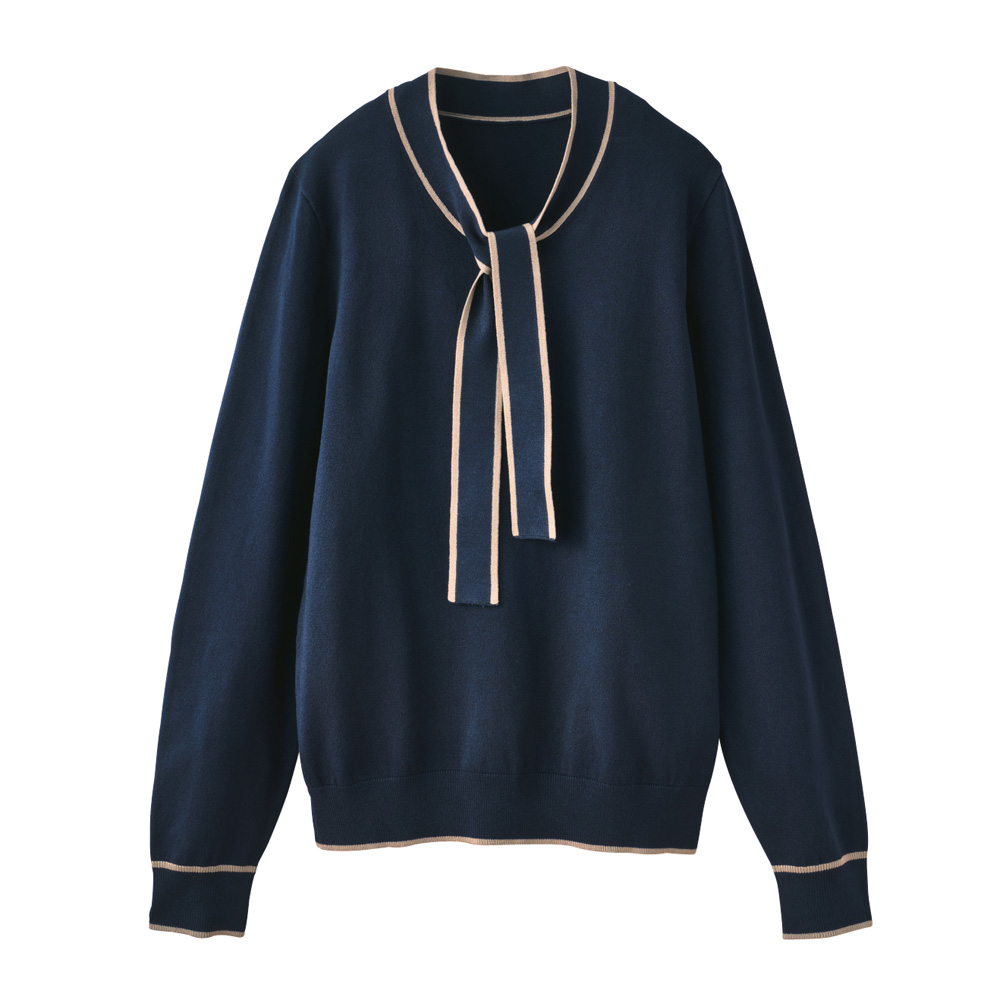 多機能 ニット配色 ボウタイ プルオーバー 機能性ウェア インナー 雑貨 PC6238