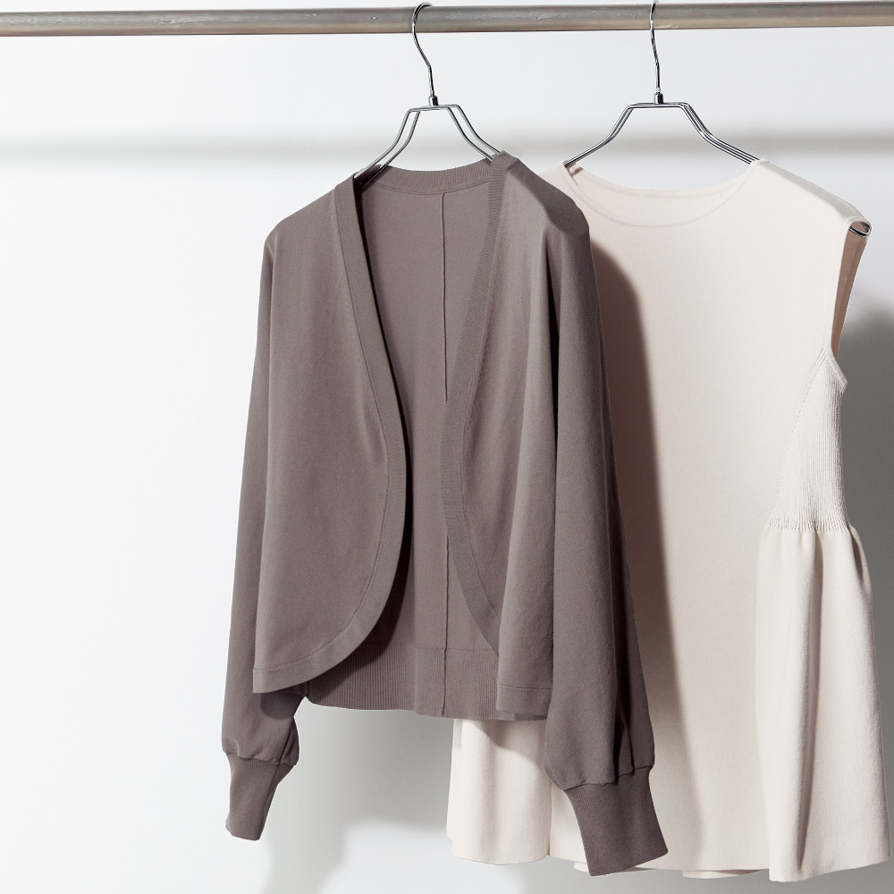 強撚糸使い ドルマンスリーブ ボレロ ニット セーター ファッション PC6269