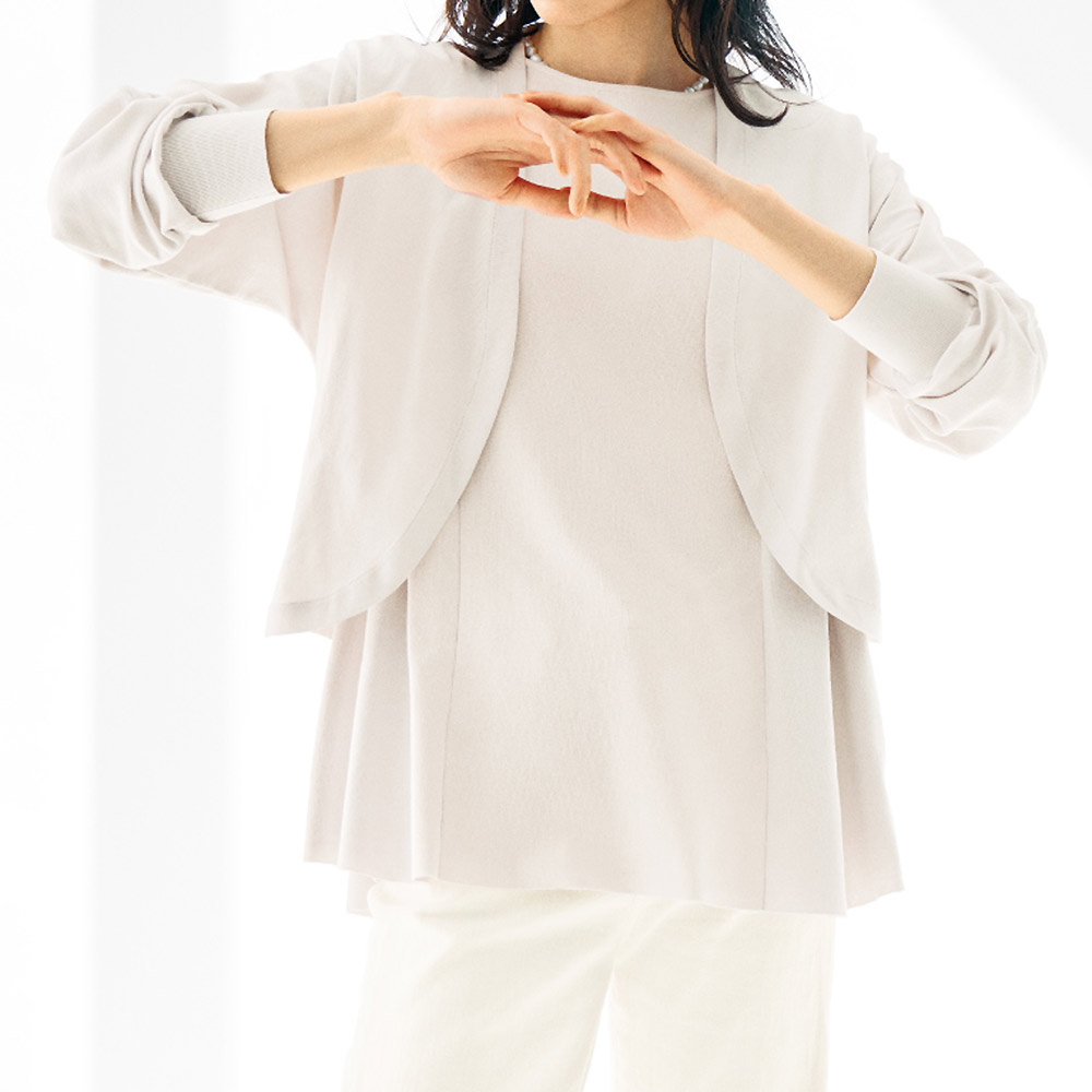 強撚糸使い 編地切替 プルオーバー ニット セーター ファッション PC6270