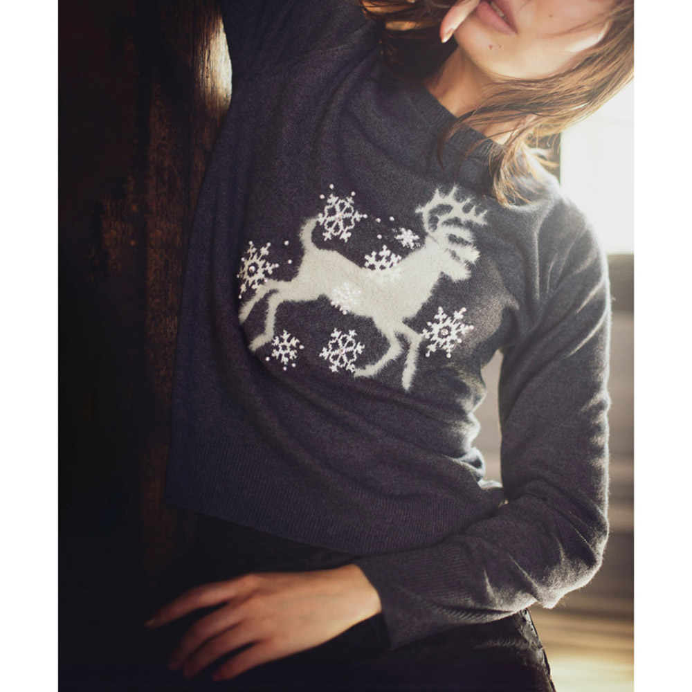 トナカイ柄ジャカード ニットプルオーバー 通販 - ディノス
