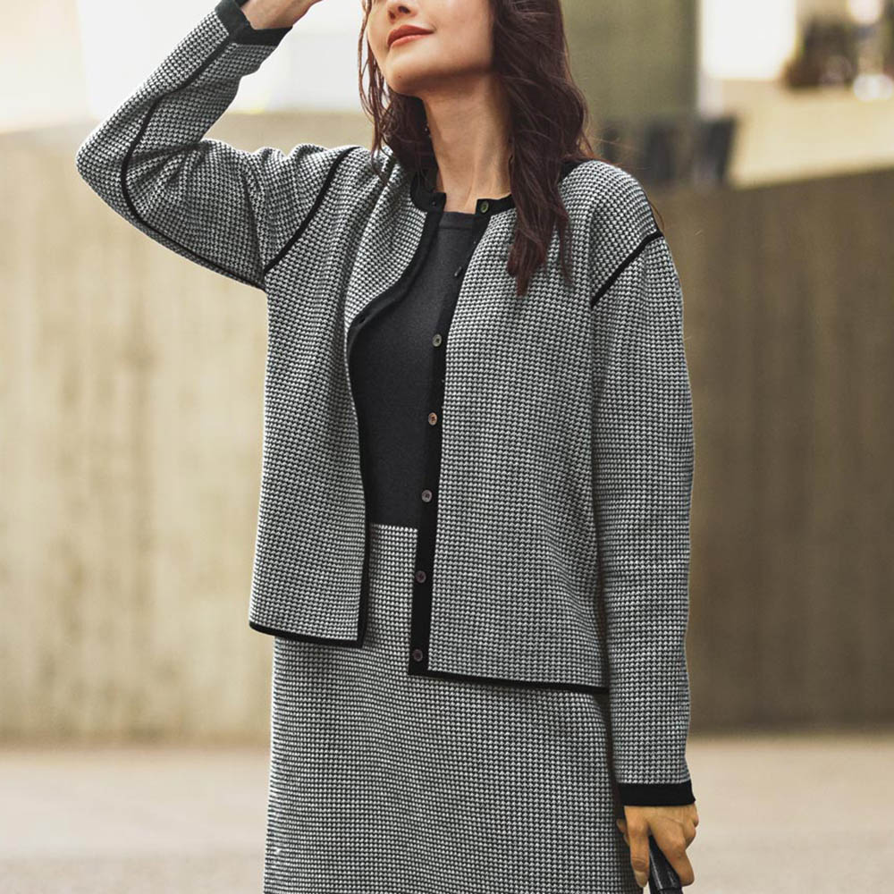 ダブルジャカード リバーシブル 4ウェイ カーディガン カーディガン ボレロ ファッション PC5838