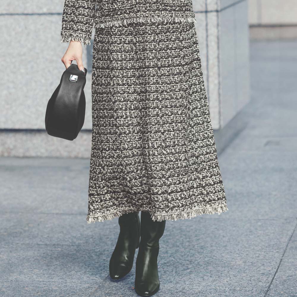 ラメツイード調 ニットセットアップ スカート スカート ファッション PC5846