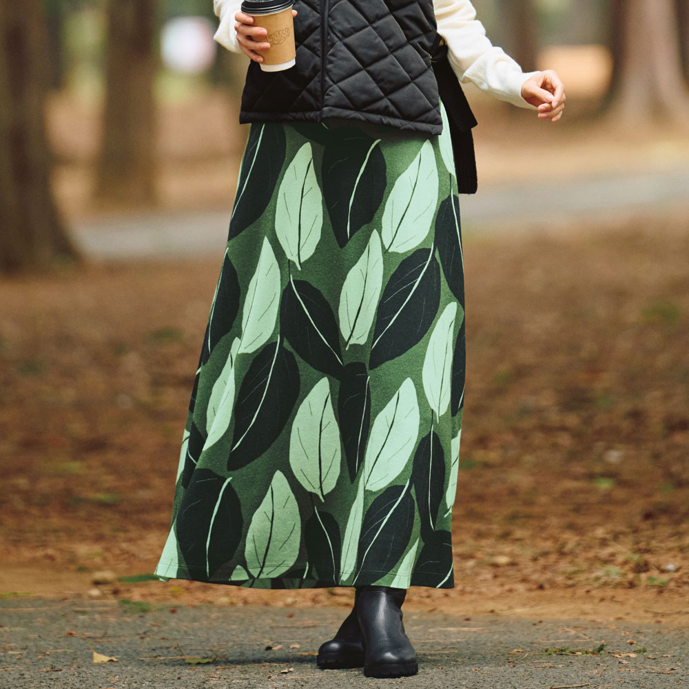 フランス素材 リーフ柄 スカート スカート ファッション PC5875