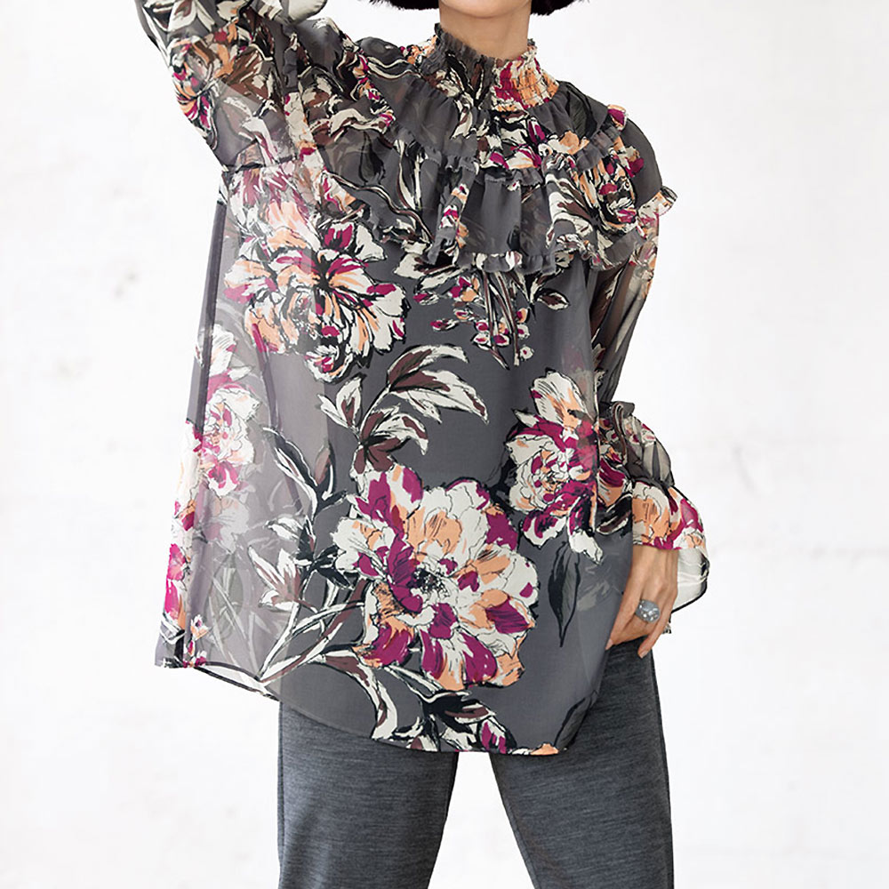 イタリア素材 レイヤード襟 ブラウス シャツ ブラウス ファッション PC5889