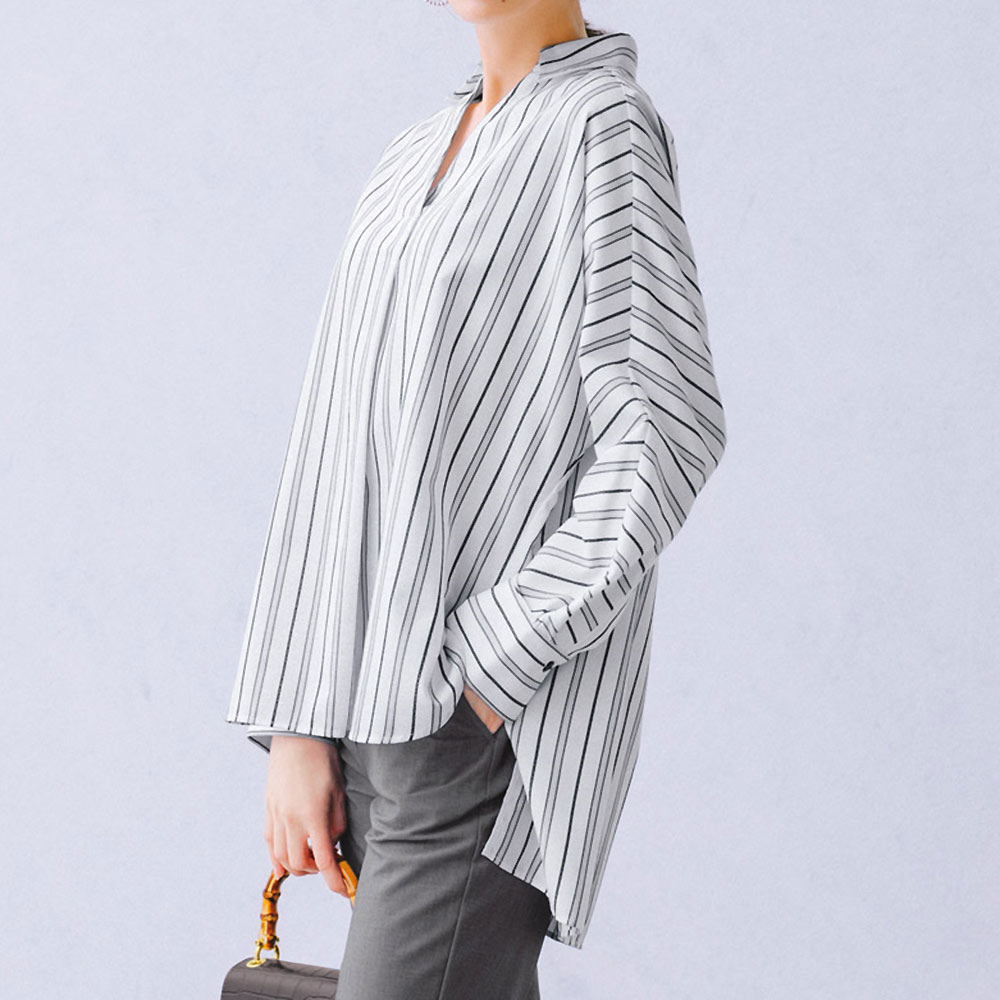 ドビーストライプ スキッパー シャツチュニック 通販 - ディノス