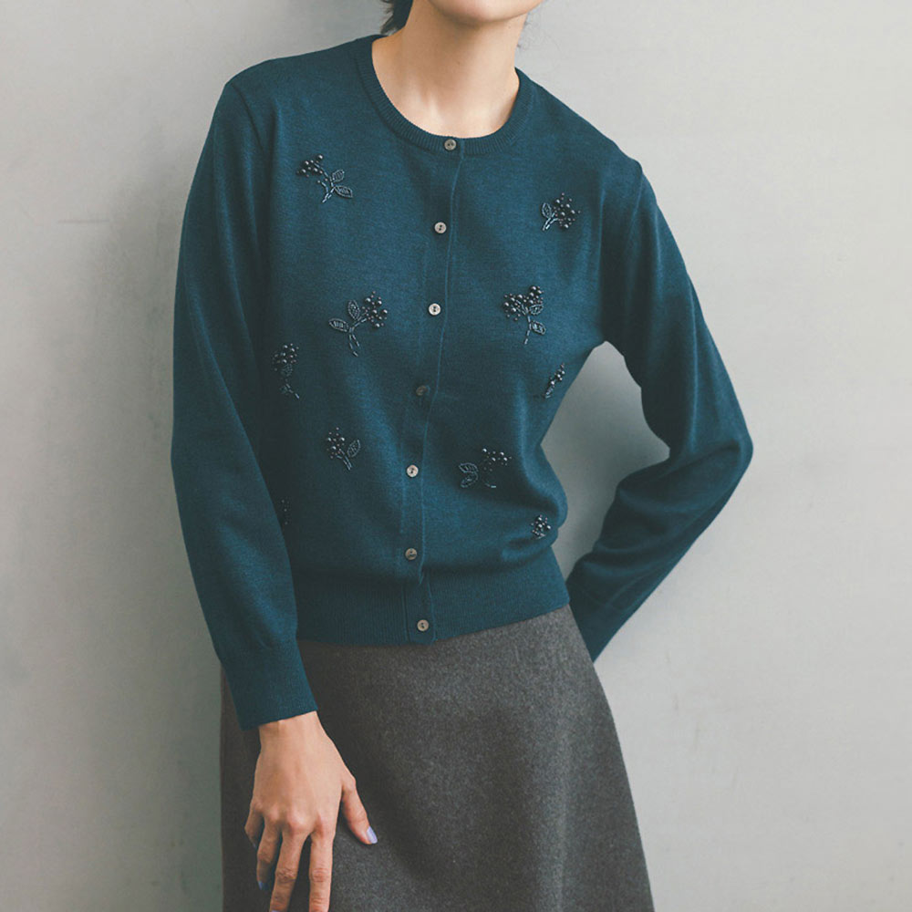 激レア　ブルーガール　ビーズ刺繍立体フリルカーディガン　S相当 鈴蘭ビーズ刺しゅう ニットカーディガン 通販 - ディノス
