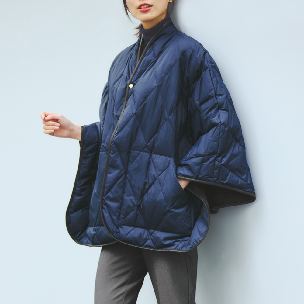 はっ水 リバーシブル アップサイクルダウン ケープ コート ファッション PC5909