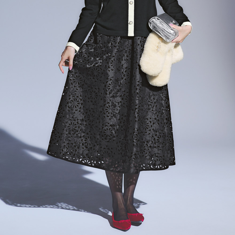 フラワージャカード カットワークレーススカート スカート ファッション PC5914