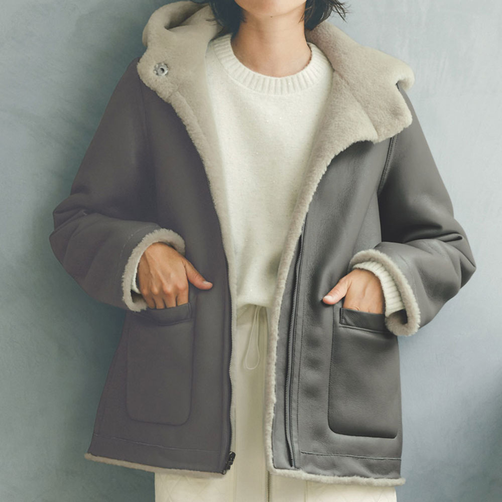 フェイクムートン リバーシブル ハーフコート コート ファッション PC5946