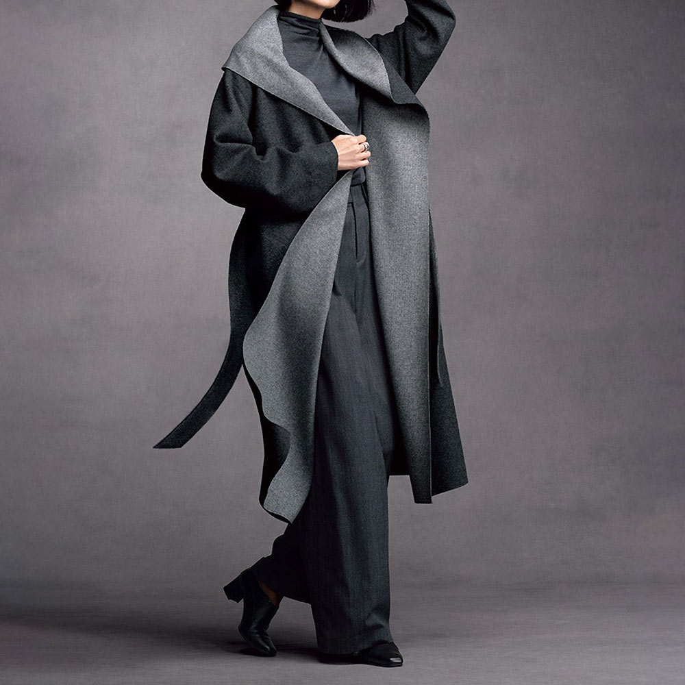 カリアッジ社 カシミヤ混 リバーシブル コート コート ファッション PC6022