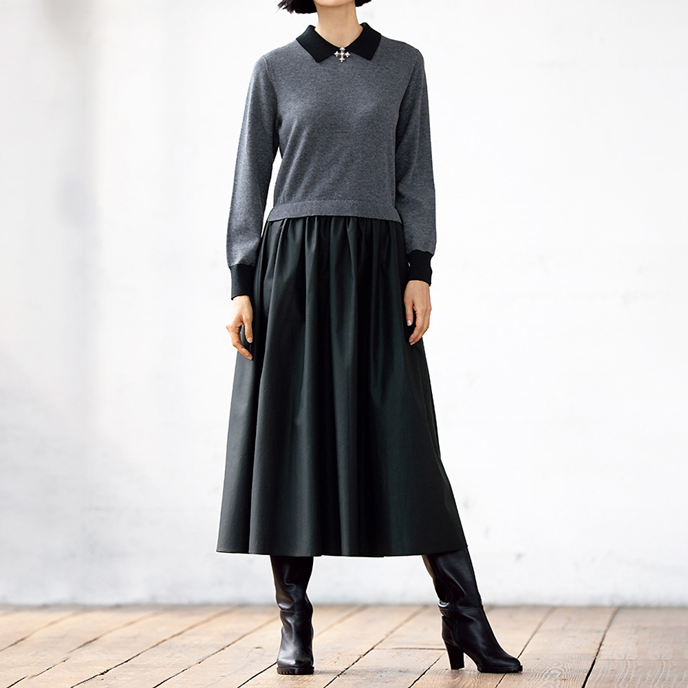 バイカラー ドッキング ワンピース ワンピース ファッション PC6028