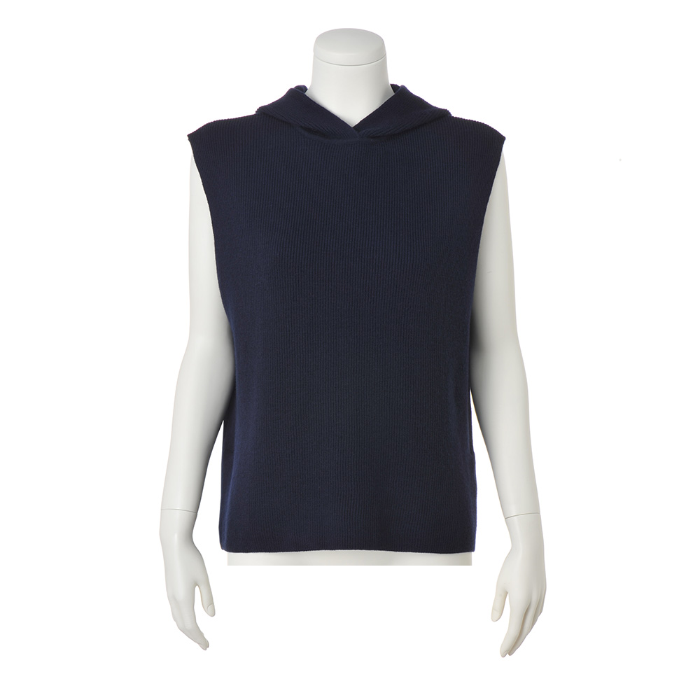 両畦編み フード付き ベスト ニット セーター ファッション PC6029