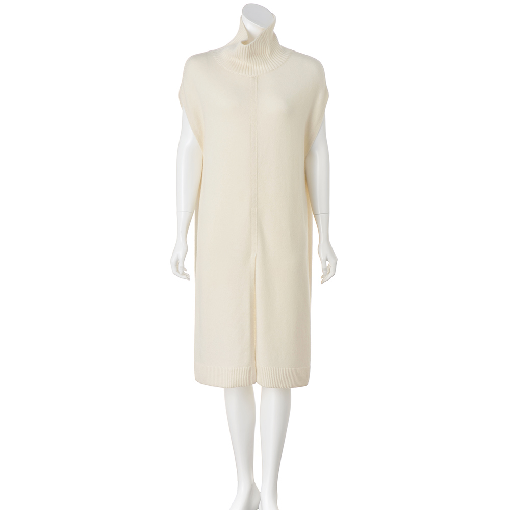 カシミヤ スリットデザイン オフタートル ロングジレ ジャケット ファッション PC6038