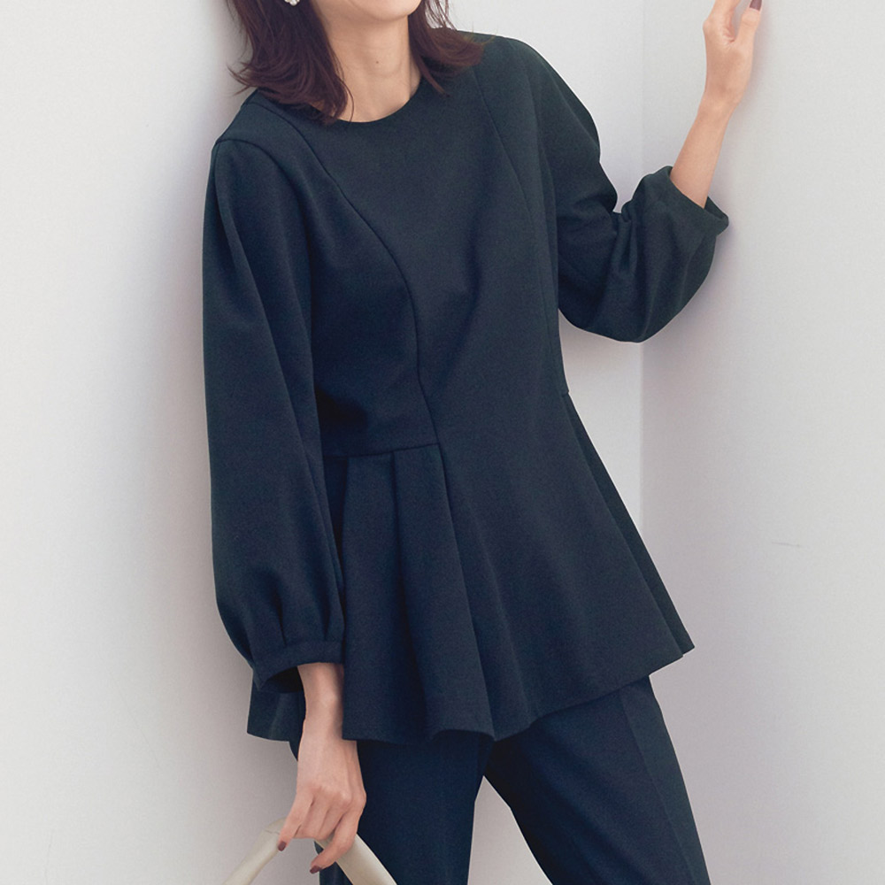 裏起毛ジョーゼット ジャージー ペプラムブラウス シャツ ブラウス ファッション PC6049