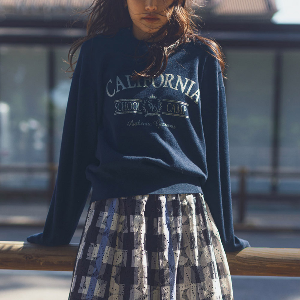 箔プリントロゴ ニットプルオーバー ニット セーター ファッション PC6057