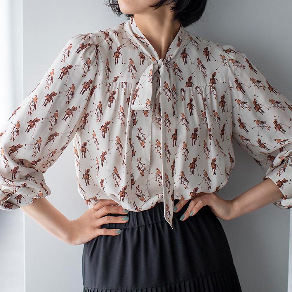 IPEKER/イペカ ホースプリント ボウタイ ブラウス シャツ ブラウス ファッション PC6088