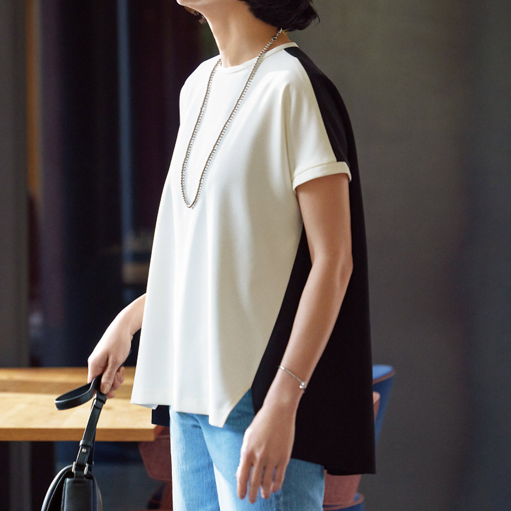 ドライダブルクロス バイカラー ブラウス シャツ ブラウス ファッション PC6093