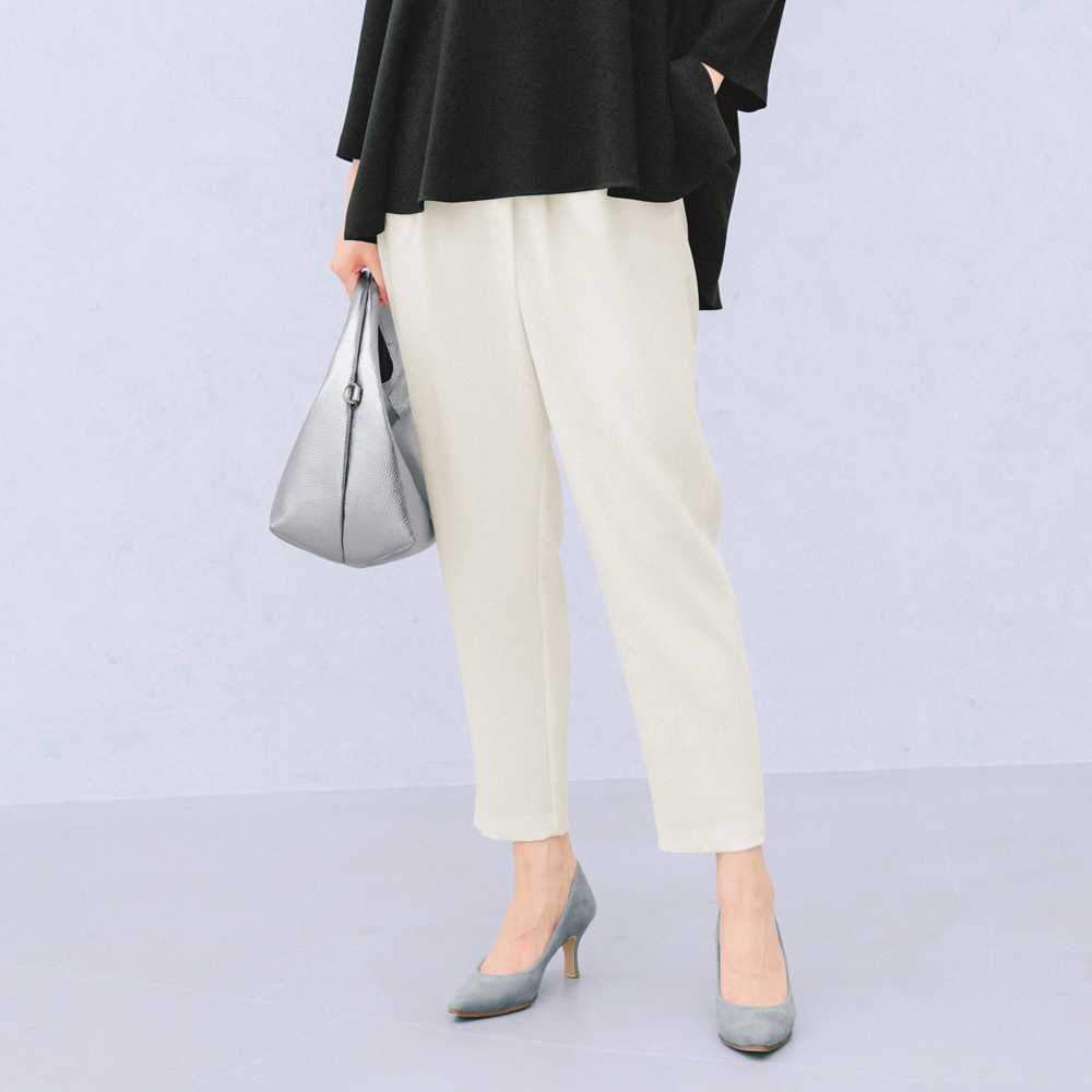 アセテート混 バックサテンジョーゼット アシンメトリー パンツ テーパードパンツ パンツ PC6133