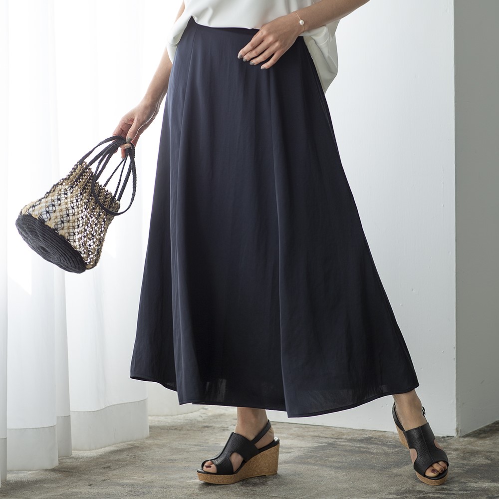 ワッシャーサテン ナロースカート フレアスカート ギャザースカート スカート PC6164