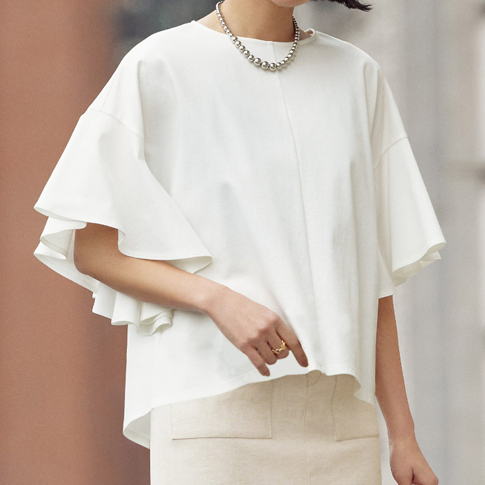 接触冷感 ハイゲージポンチ フレアー プルオーバー シャツ ブラウス ファッション PC6186