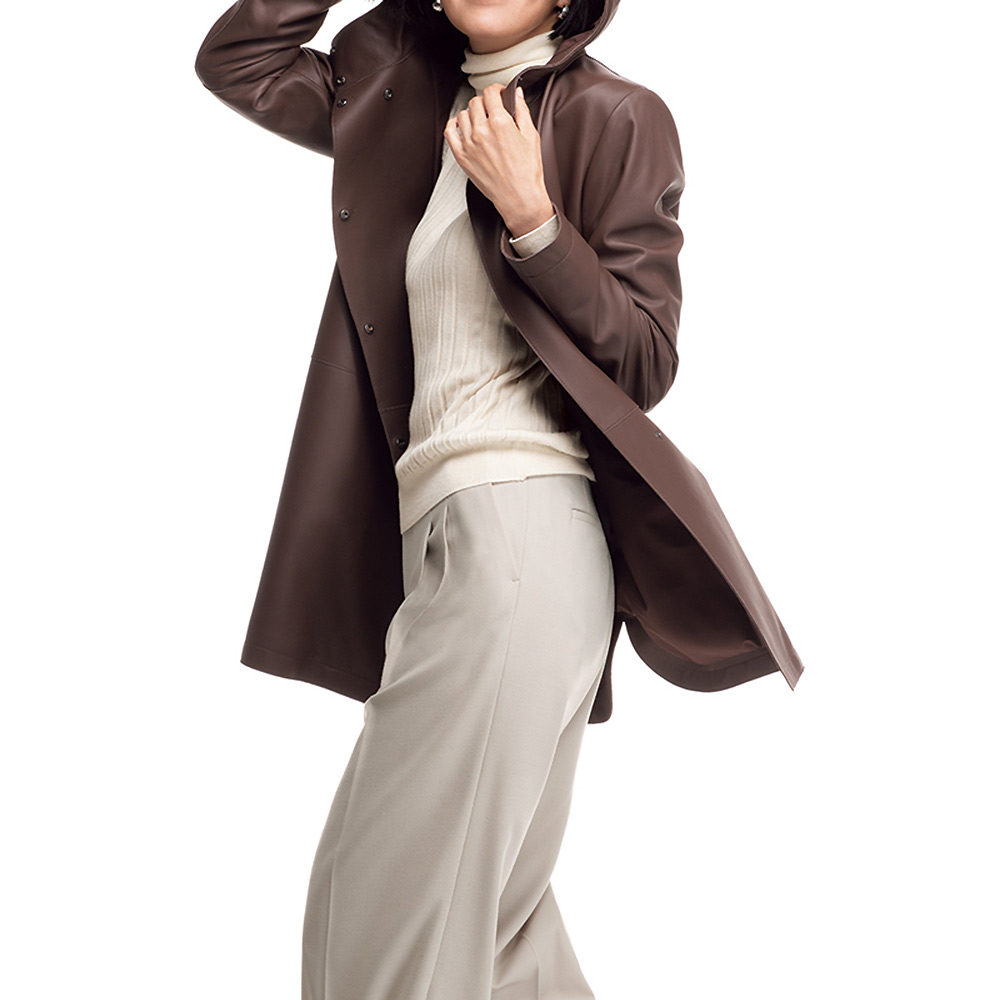 イタリアンラムレザー フーデッド コート レザーコート コート PC6230