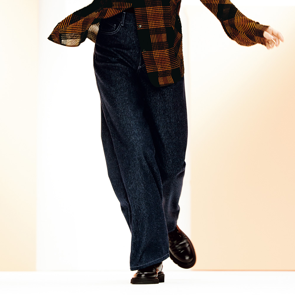 ≪股下丈68cm≫ 「NIKKE」 マフデニム セミワイドパンツ ワイドパンツ パンツ PC6239