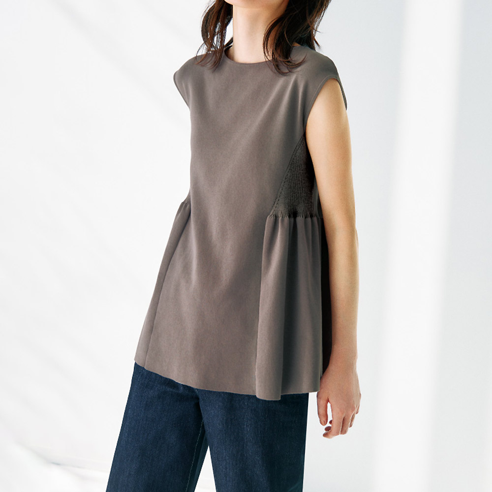 強撚糸使い 編地切替 プルオーバー ニット セーター ファッション PC6270