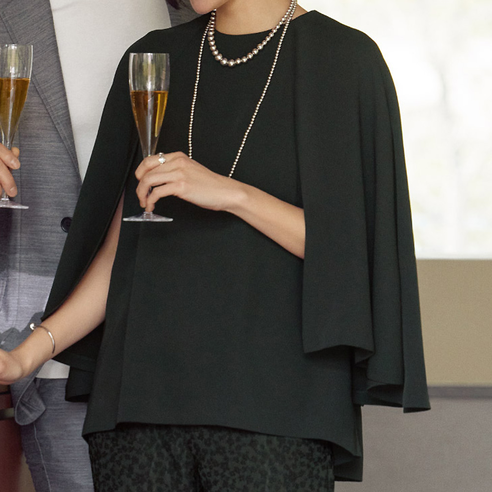 接触冷感 ダブルクロス ケープスリーブ ブラウス シャツ ブラウス ファッション PC6276