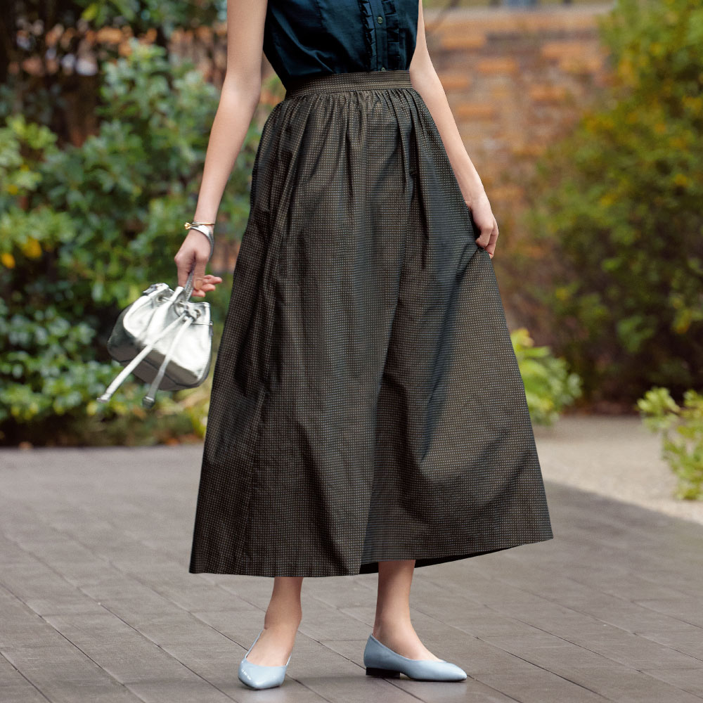 メモリータフタ ドビー ギャザースカート スカート ファッション PC6279