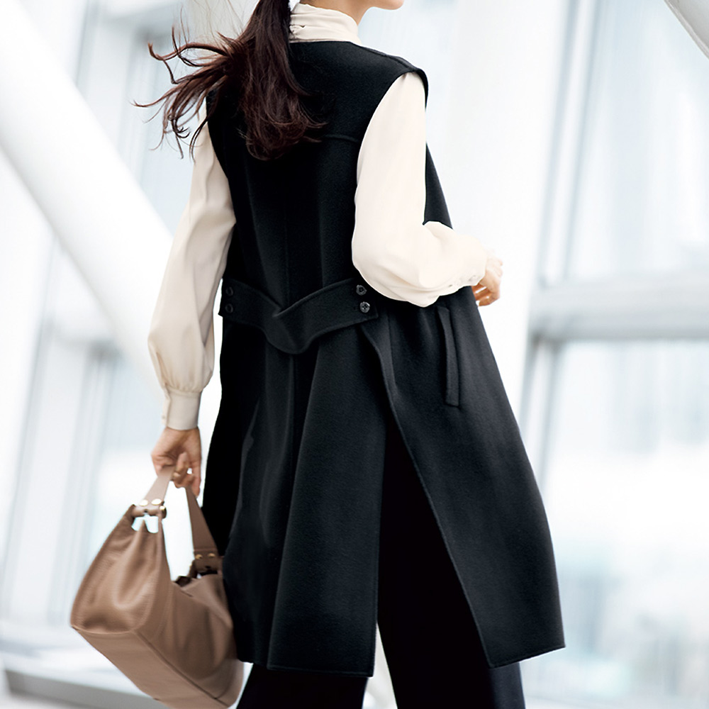 ウール混 リバー仕立て ロングジレ 通販 - ディノス