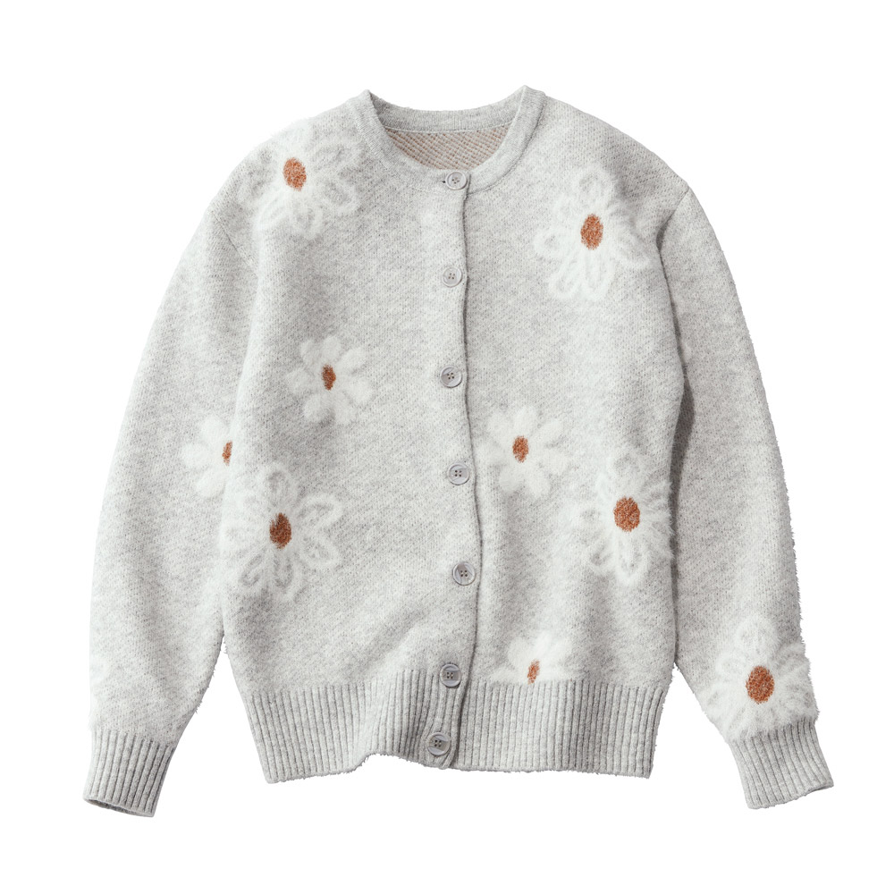 花柄ジャカード ヘアリーニット カーディガン ニットカーディガン ニット セーター PC6304